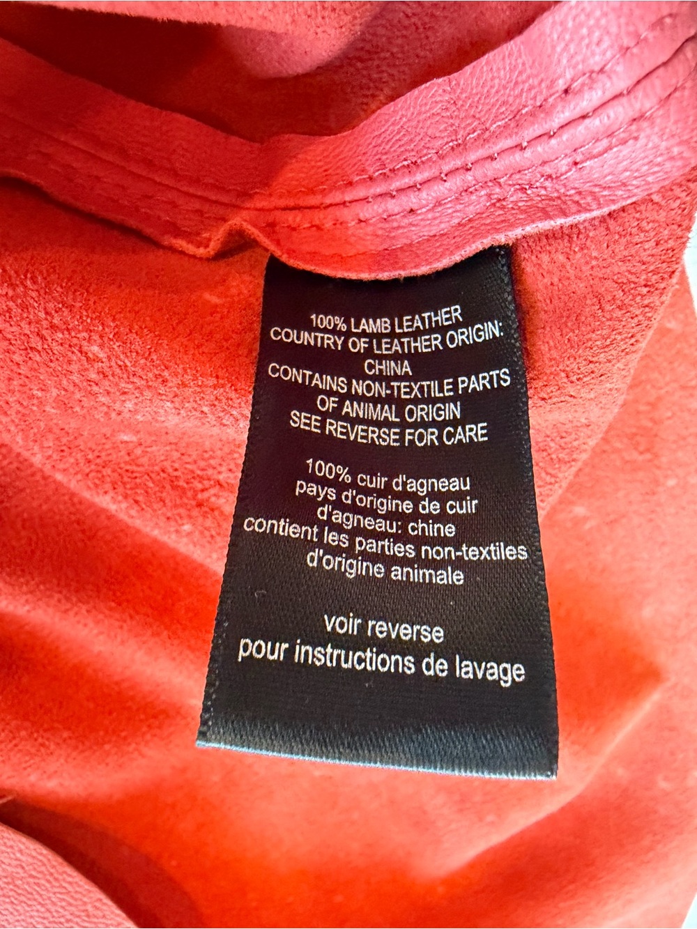PJK Patterson J. Kincaid Lambskin Leather Raw hem notch top, zip, coral, XS, GUC - Picture 13 of 14